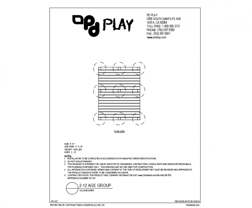 Dinner equipment details of village park dwg file