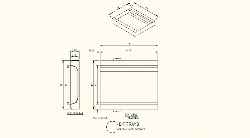 Dip tray model detail plan and section dwg file