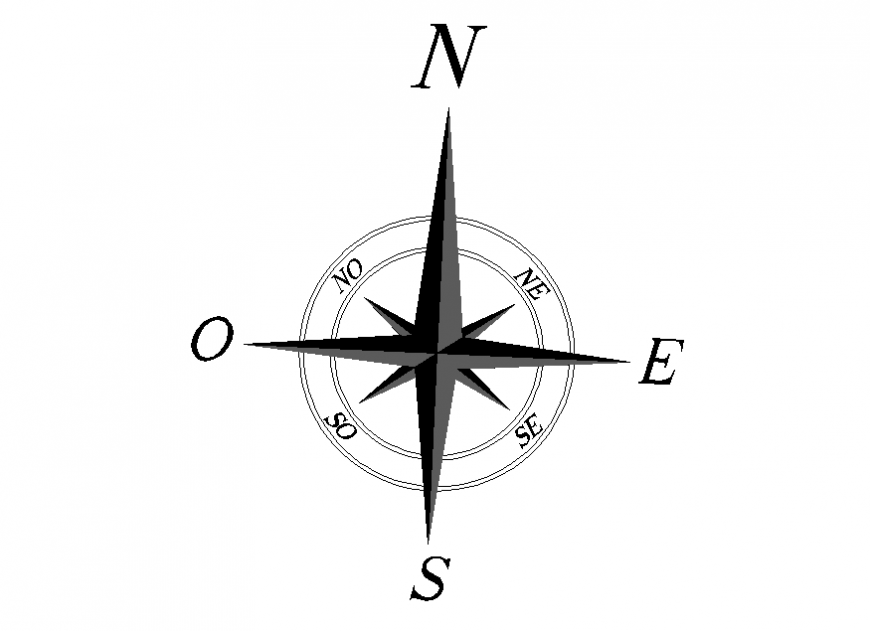 Direction symbol block cad drawing details dwg file