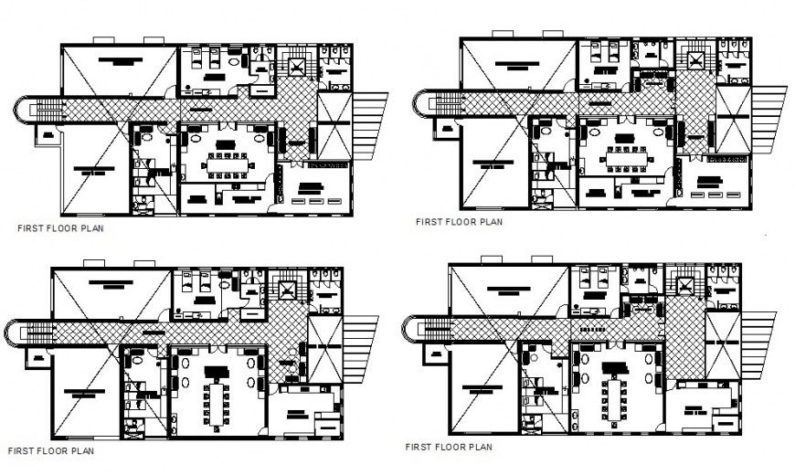 Directors residential wing houses floor plan layout cad drawing details dwg file