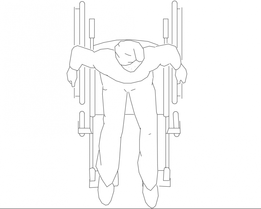 Disable man with wheel chair top view elevation cad block details dwg file