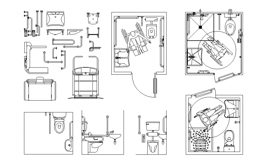 Disabled toilet layout drawing Block Detail