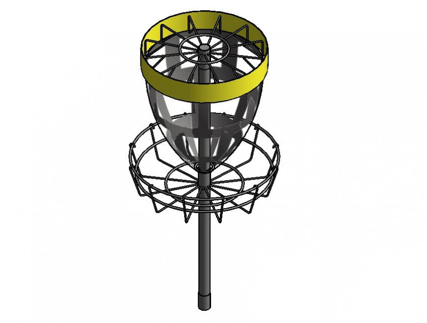 Disc golf target detail 3d model layout Revit file