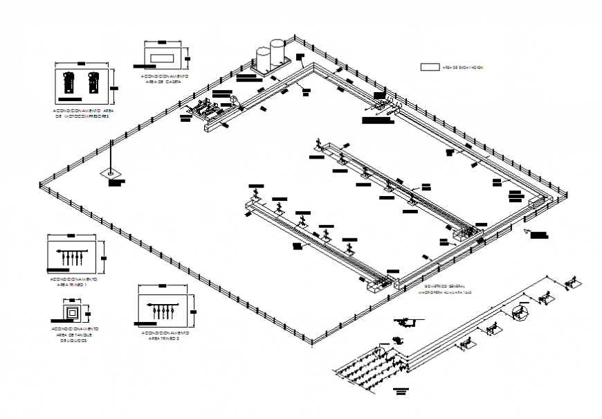 Discharge wells sleds macro perahumup apemex industrial plant details dwg file