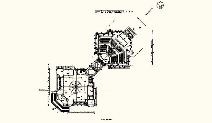 Disco club and restaurant detail plan elevation layout file