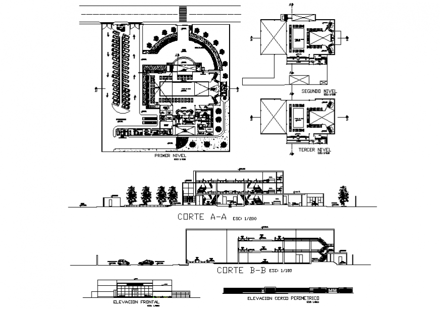 Disco club architectural plan layout and elevation detail dwg file