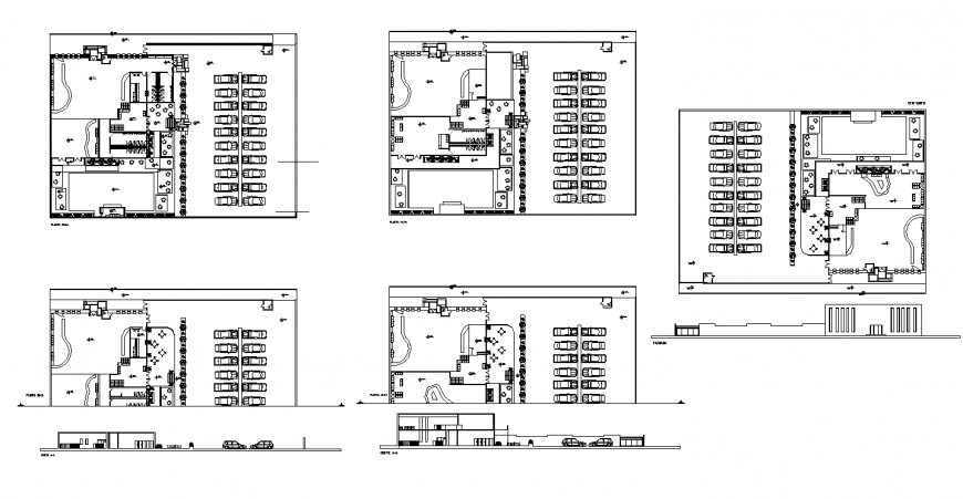 Disco club building detail plan and section 2d view layout autocad file