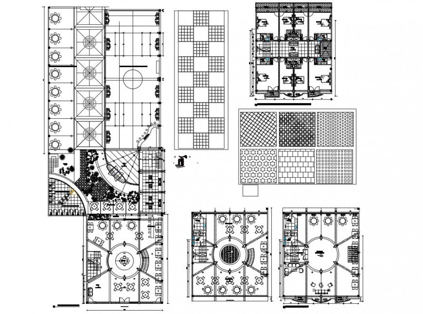 Disco theaque restaurant and hotel floor plan distribution cad drawing details dwg file