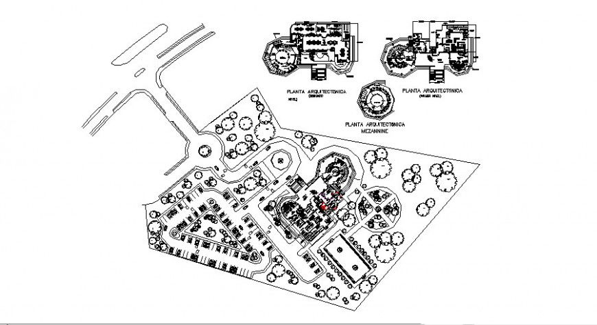 Discotheque restaurant floor plan and landscaping structure cad drawing details dwg file