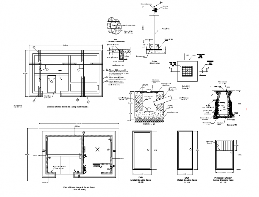 Distribute of slab steel bar and main hole plan autocad file