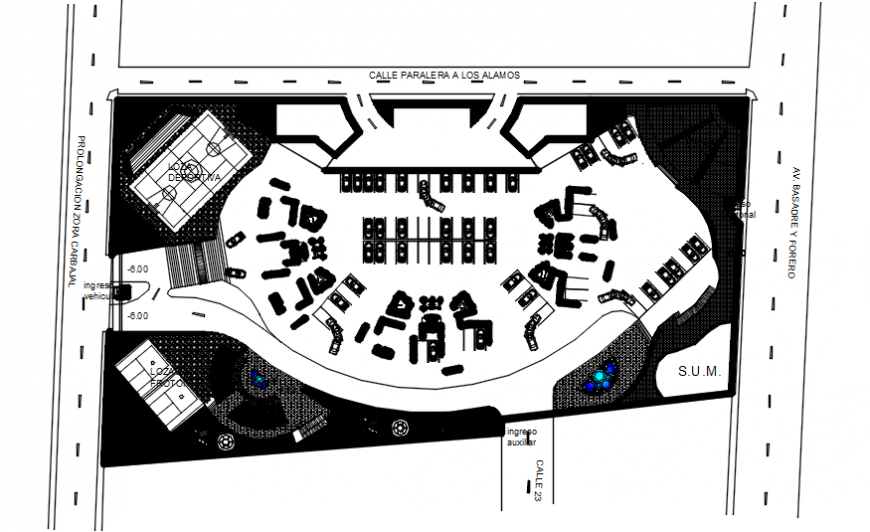 Distribution and site layout plan drawing details of apartment building dwg file