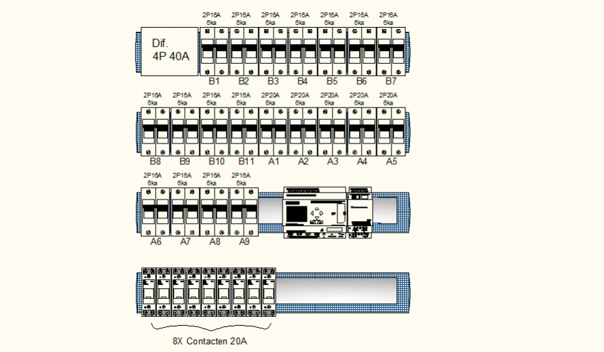 Distribution board detail plan and elevation autocad file