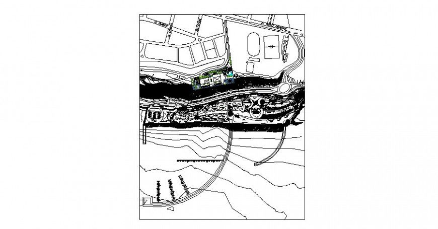 Distribution layout plan details of luxuries green resort type hotel dwg file