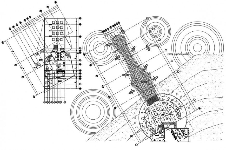 Distribution layout plan details of restaurant with pool drawing dwg file