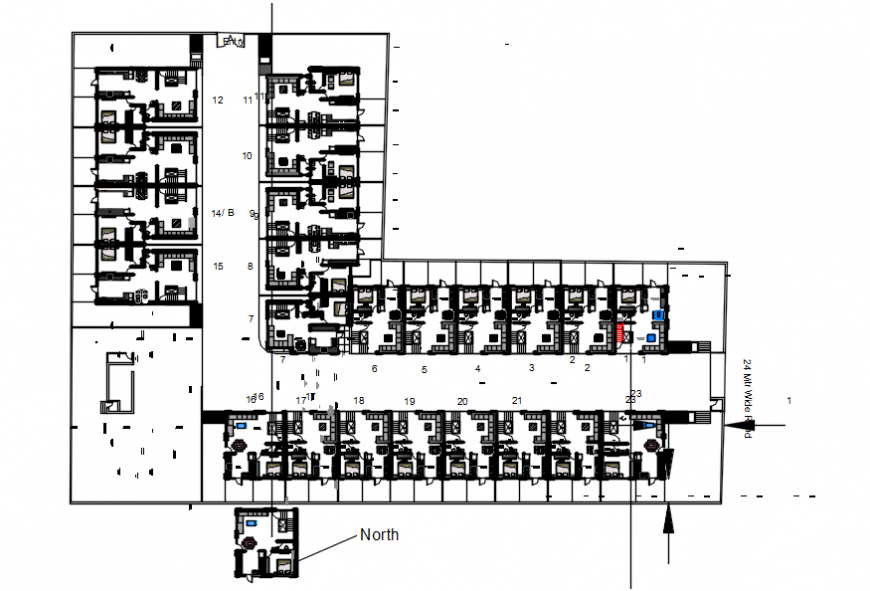 Distribution layout plan drawing details for apartment building dwg file