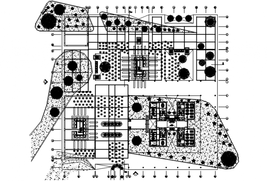 Distribution layout plan drawing details of hotel with convention center dwg file