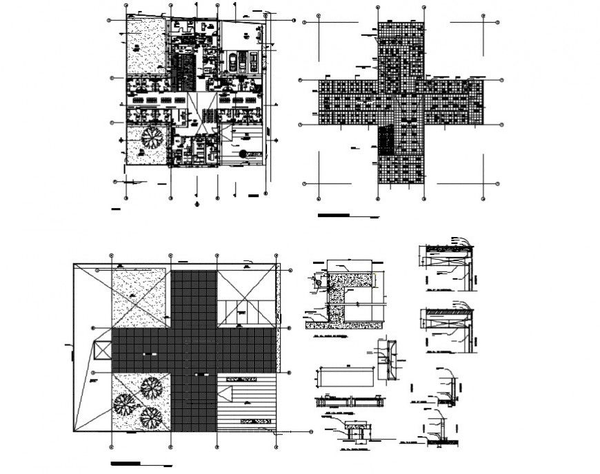 Distribution plan and structure details of hospital of turkey dwg file