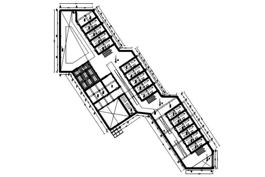 Distribution plan drawing details of commercial complex dwg file