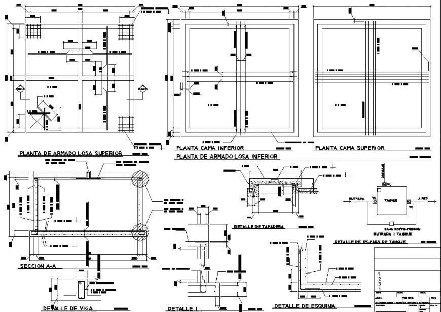 Distribution tank 50m 3 reinforced concrete plan detail dwg file.