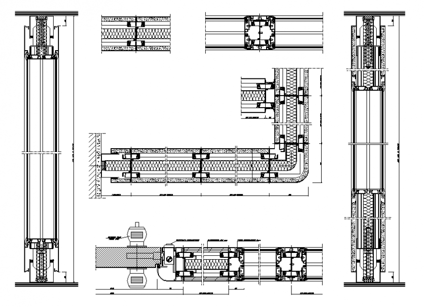 Dividing panels and installation details of door dwg file
