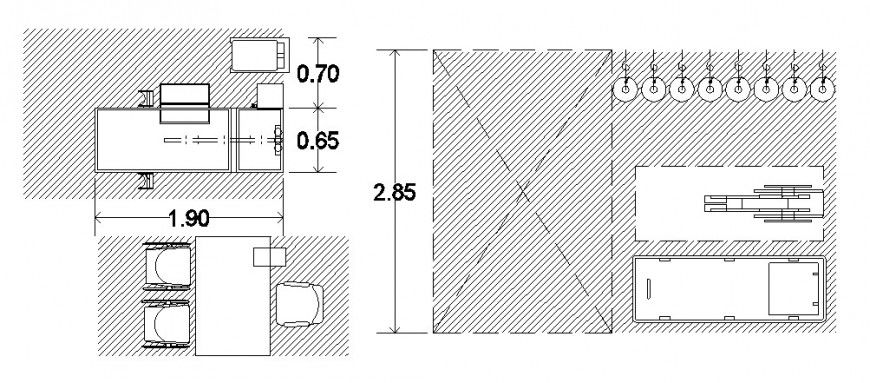Doctor,s clinic cut plans with furniture cad drawing details dwg file
