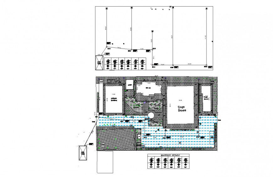 Dog farm layout plan and landscaping structure cad drawing details dwg file