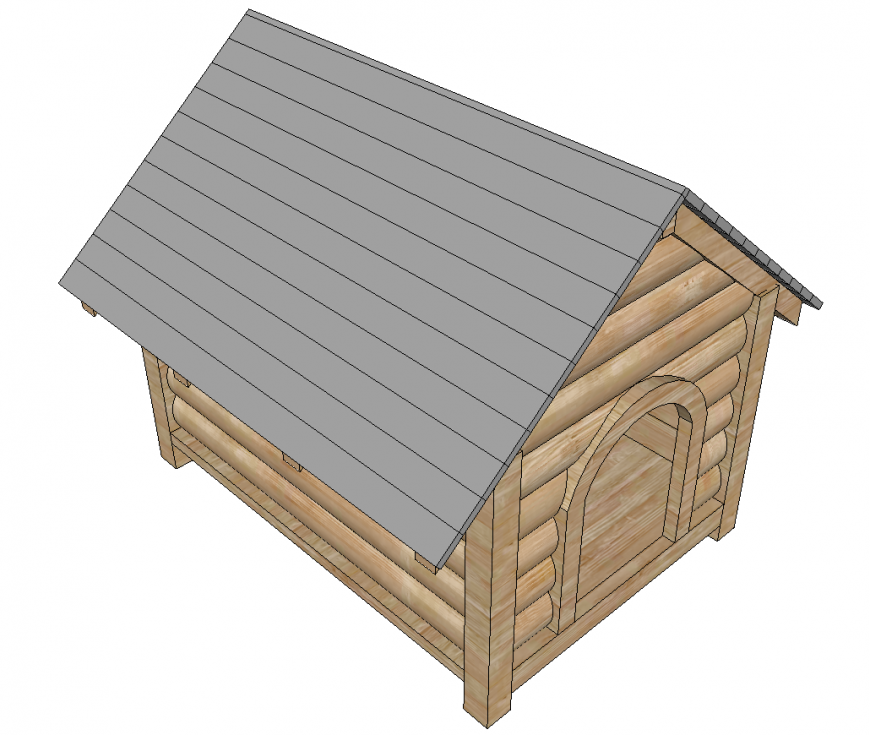Dog kennel 3d model detail elevation layout Sketch-up file