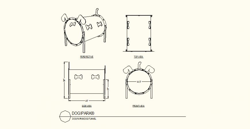 Dog park tunnel detail plan and elevation layout file