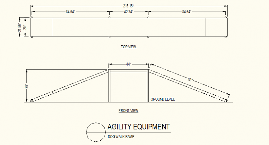 Dog walk ramp detail plan and elevation dwg file