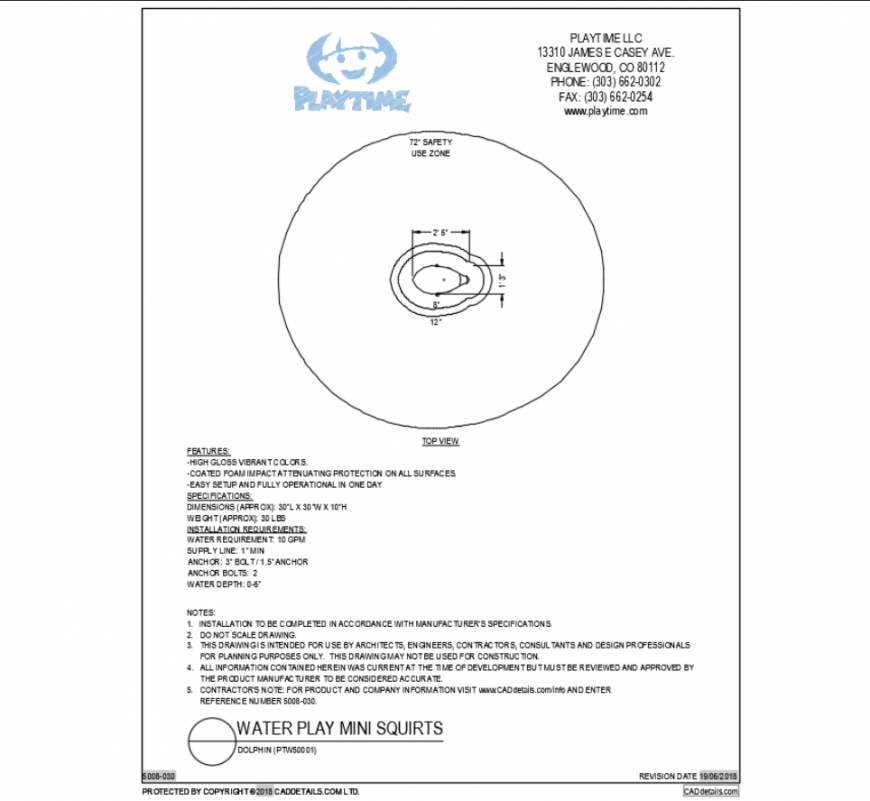 Dolphin top view water flotable equipment cad block design dwg file