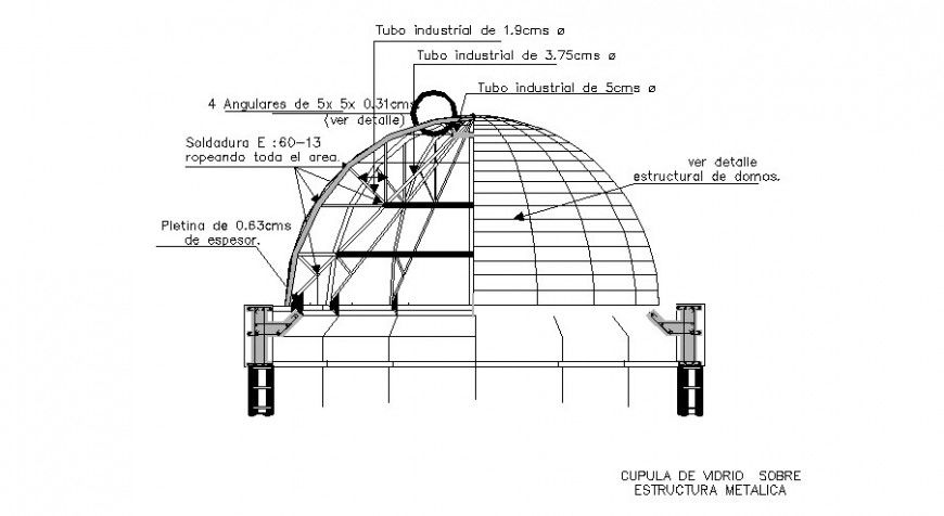 Dome structural detail drawing in AutoCAD file.