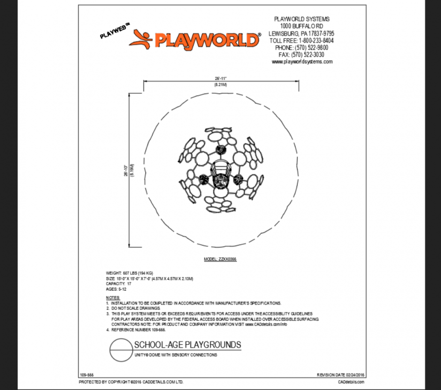 Dome with sensory connection school park play area equipment details dwg file