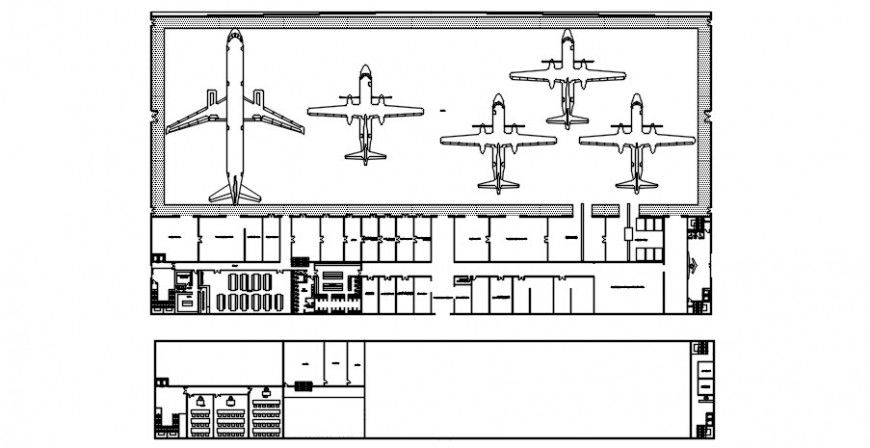 Domestic airport distribution layout plan drawing details dwg file