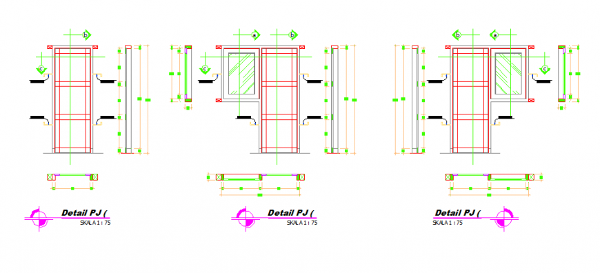 Door-Window detail design of Teachers school house design drawing