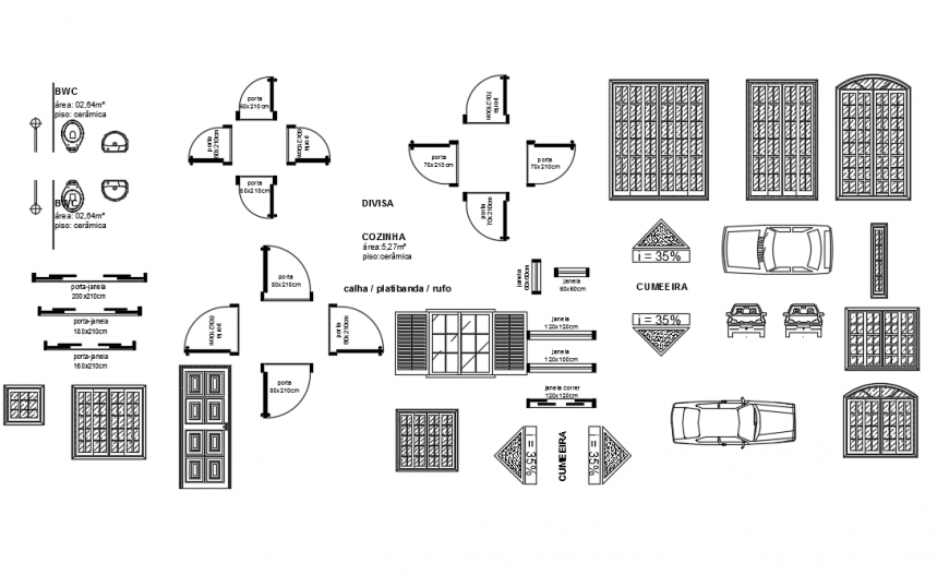 Door & Windows 2D Block Design DWG file