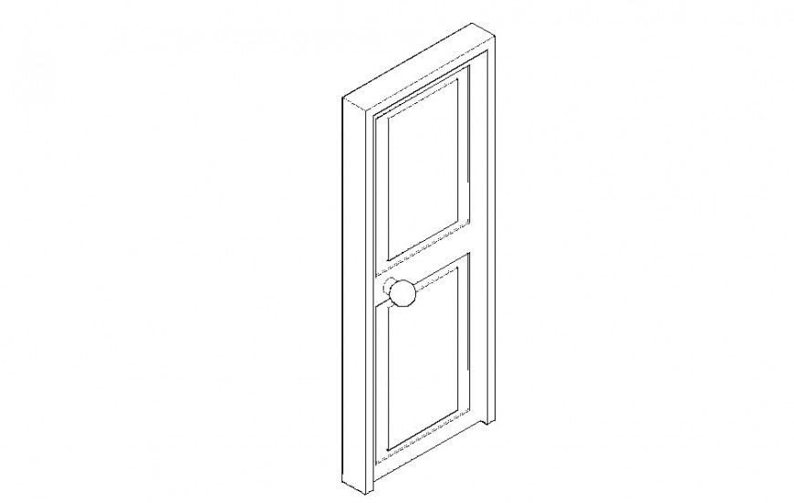 Door 3d model design front and side view dwg file