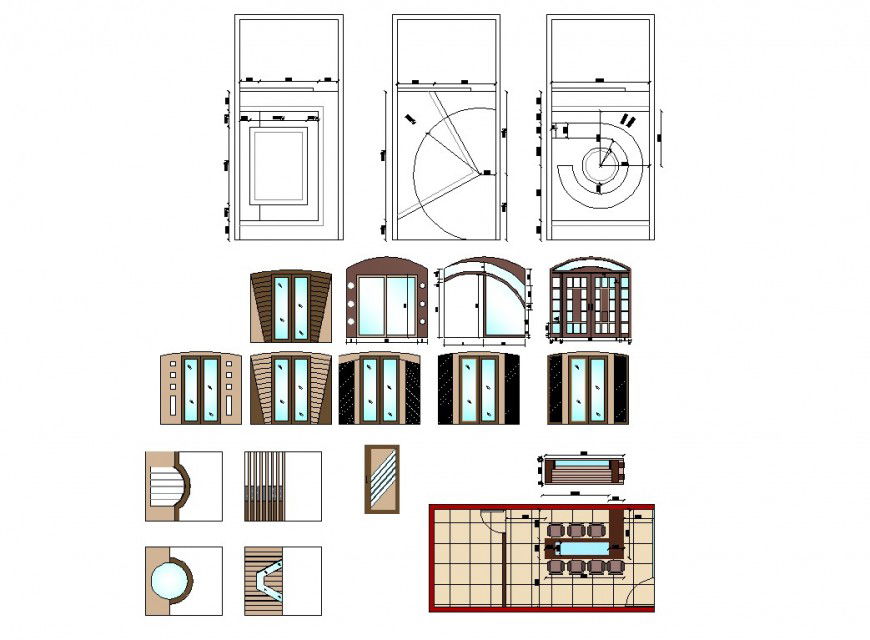 Door and dining room planning autocad file