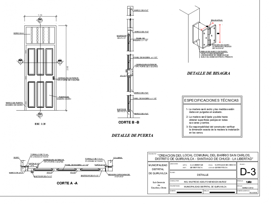 Door and electrical board plan autocad file