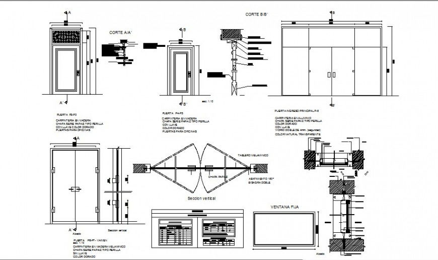 Door and ventilation block details in this autocad file