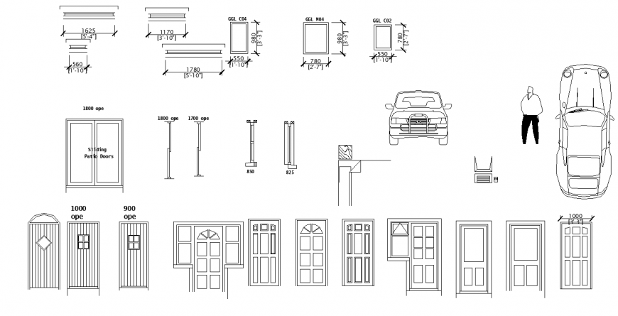 Door and window block details in dwg file.