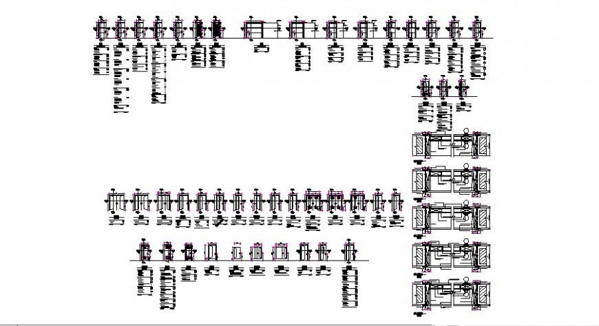 Door and window blocks detail elevation, plan and section 2d view autocad file