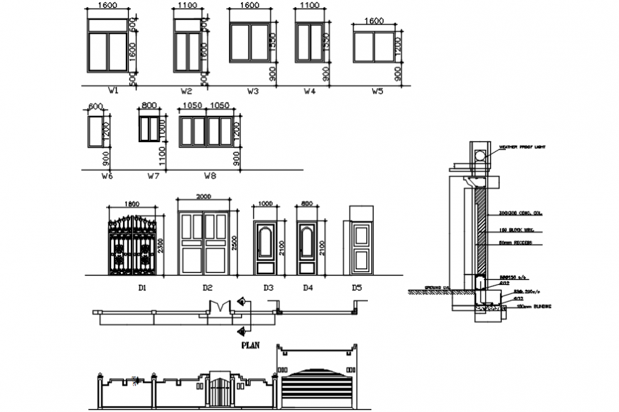 Door and window blocks drawing cad file