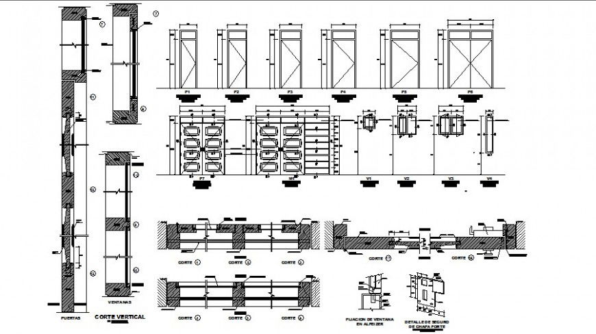 Door and window construction detail drawing in dwg file.