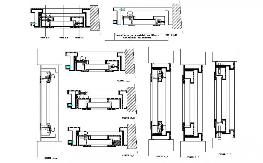 Door and window coupling and installation details dwg file