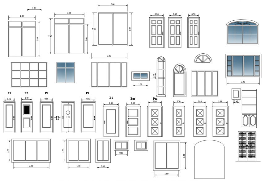 Door and window detail 2d view autocad file