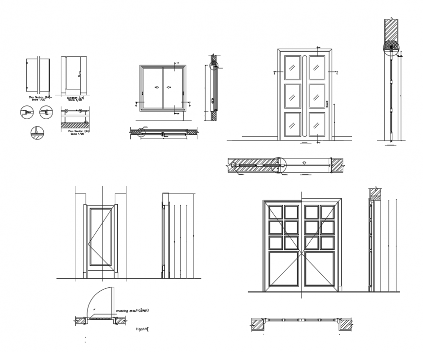 Door and window detail elevation 2d view autocad file