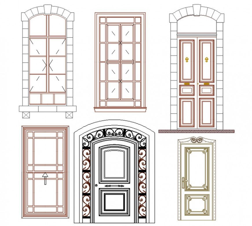 door and window drawing cad blocks