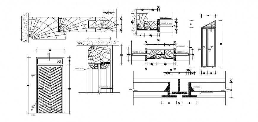 Door and window elevation and installation cad drawing details dwg file