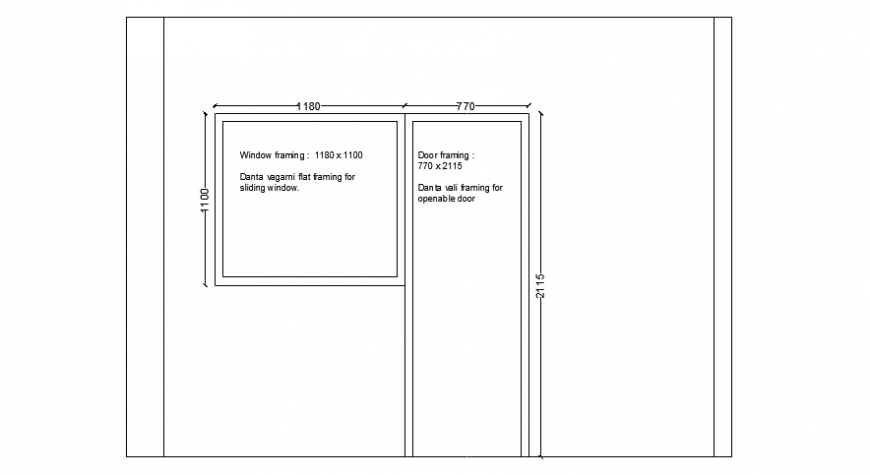 Door and window framing details 2d view elevation dwg file