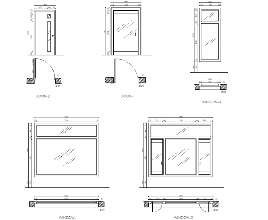 Door and window plan detail dwg file